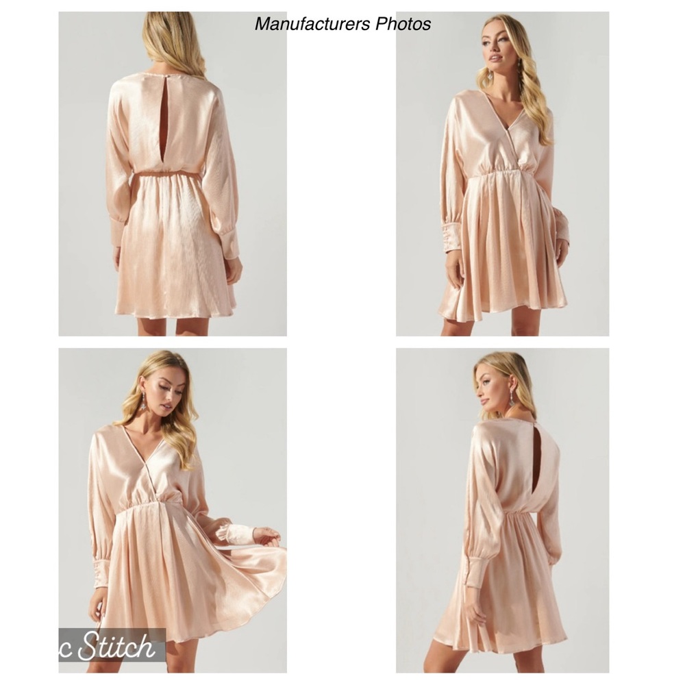 Sugar Lips Angel Eyes Long Sleeve Elastic Waist Satin Mini Dress Small, READ*